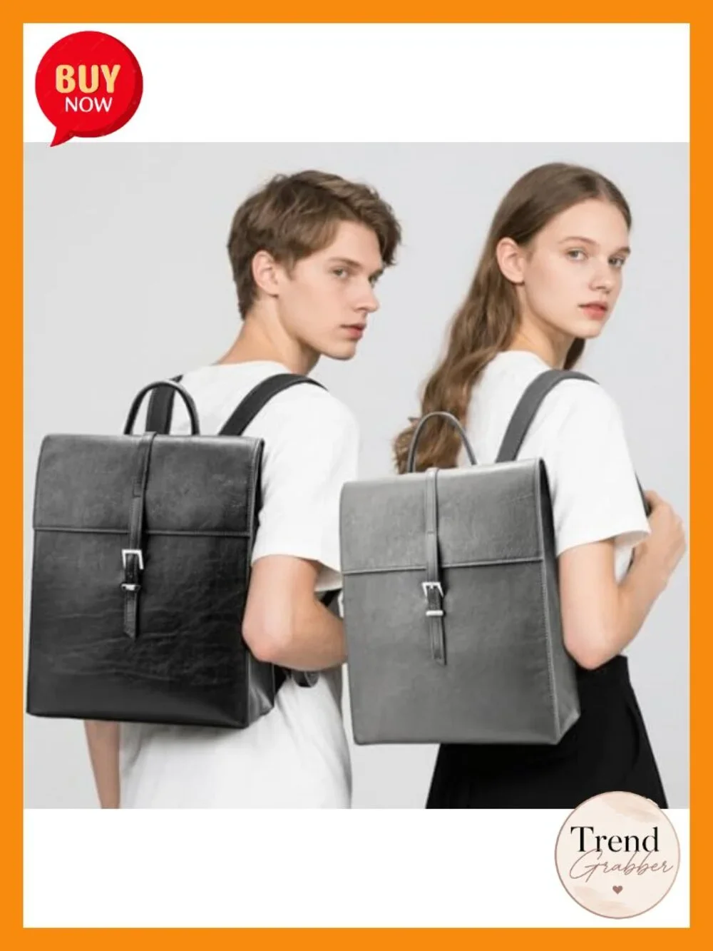 Full-Grain Leather Backpack Purse for Work, 15.6